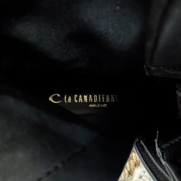 LA CANADIENNE Brendan Combat Boots Lug Sole Waterproof Black Leather 38 US 7.5 - Picture 11 of 13